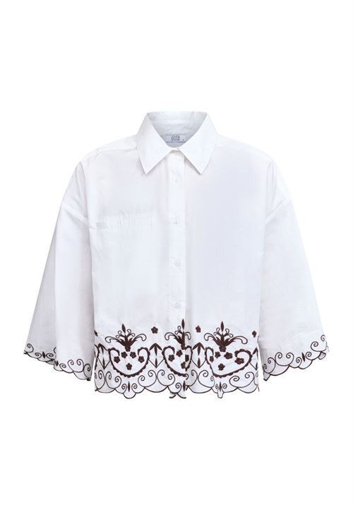 LOVE & DIVINE BLUSE, LOVE1546, WHITE/BROWN